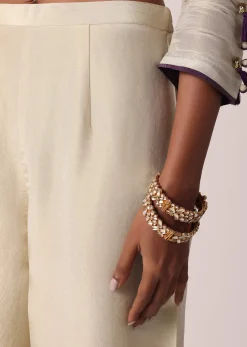 Purple Palazzo Set In Silk With Embroidered Kurta