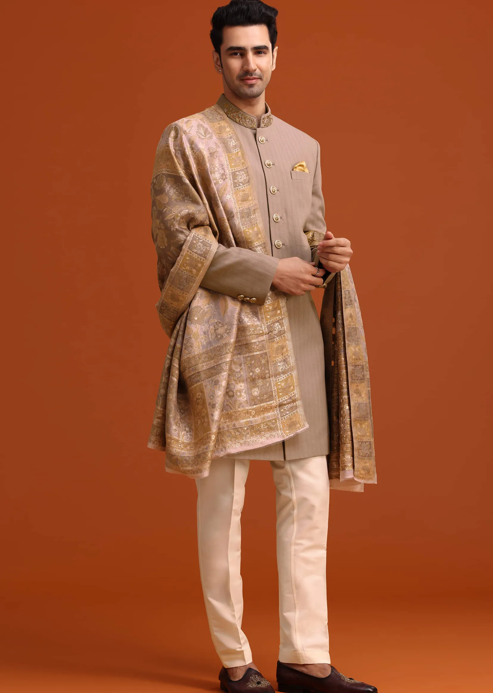 Purple Polyester Hand Embroidered Indo Western Set With Dupatta