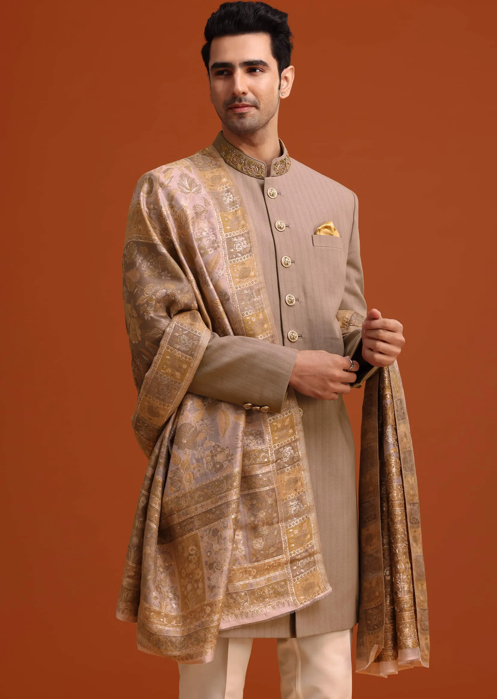 Purple Polyester Hand Embroidered Indo Western Set With Dupatta