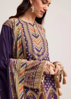 Purple Printed Palazzo Set With Embroidered Detailing