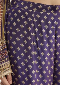 Purple Printed Palazzo Set With Embroidered Detailing