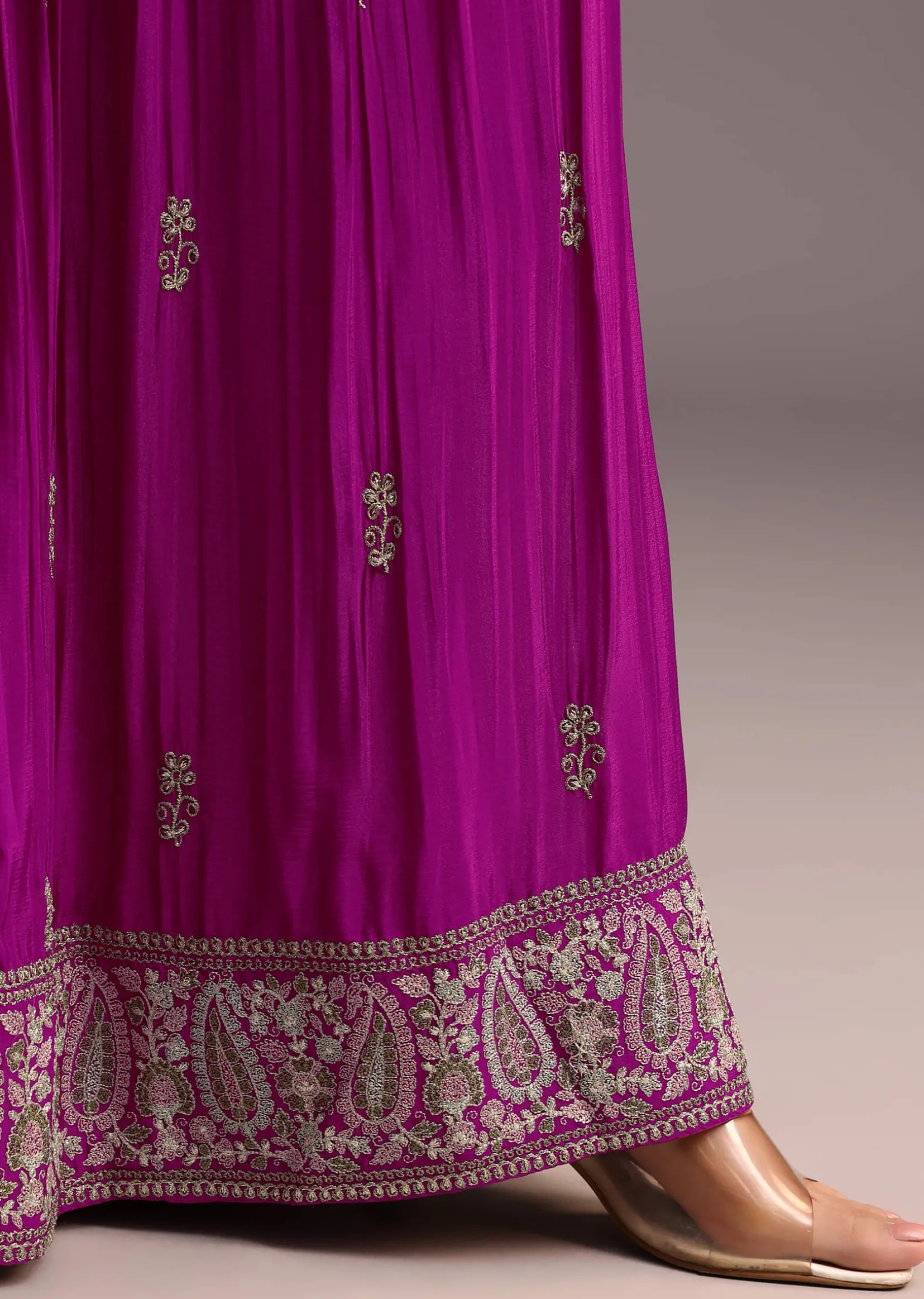 Purple Resham Work Sharara Set With Dupatta