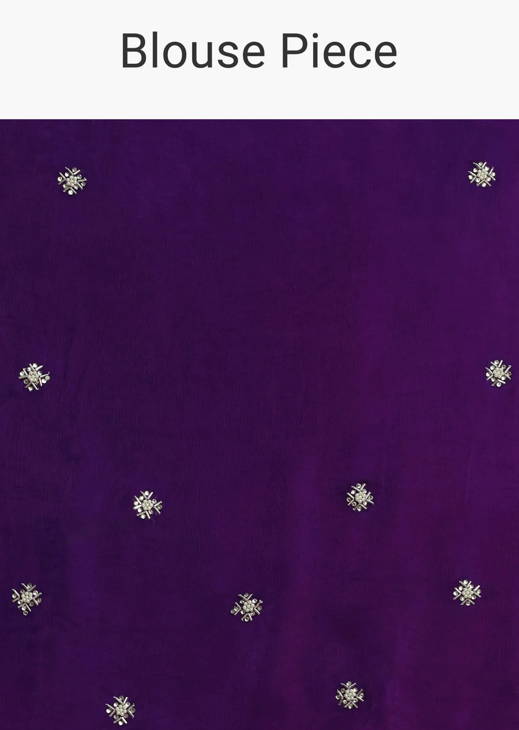 Purple Satin Chinon Saree With Stone Embellishments And Unstitched Blouse Piece