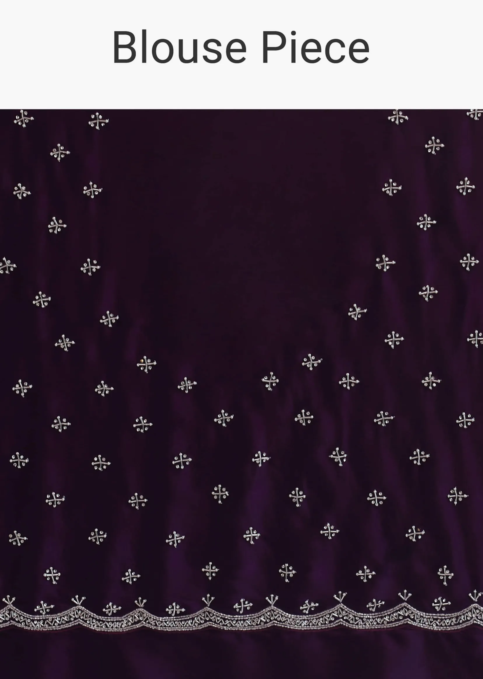 Purple Satin Chinon Saree With Stone Work And Unstitched Blouse Piece