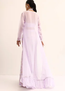 Purple Silk Crop Top With Jacket And Sharara