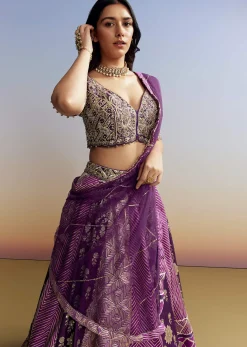 Purple Silk Lehenga with Embellished Choli