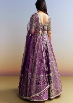 Purple Silk Lehenga with Embellished Choli