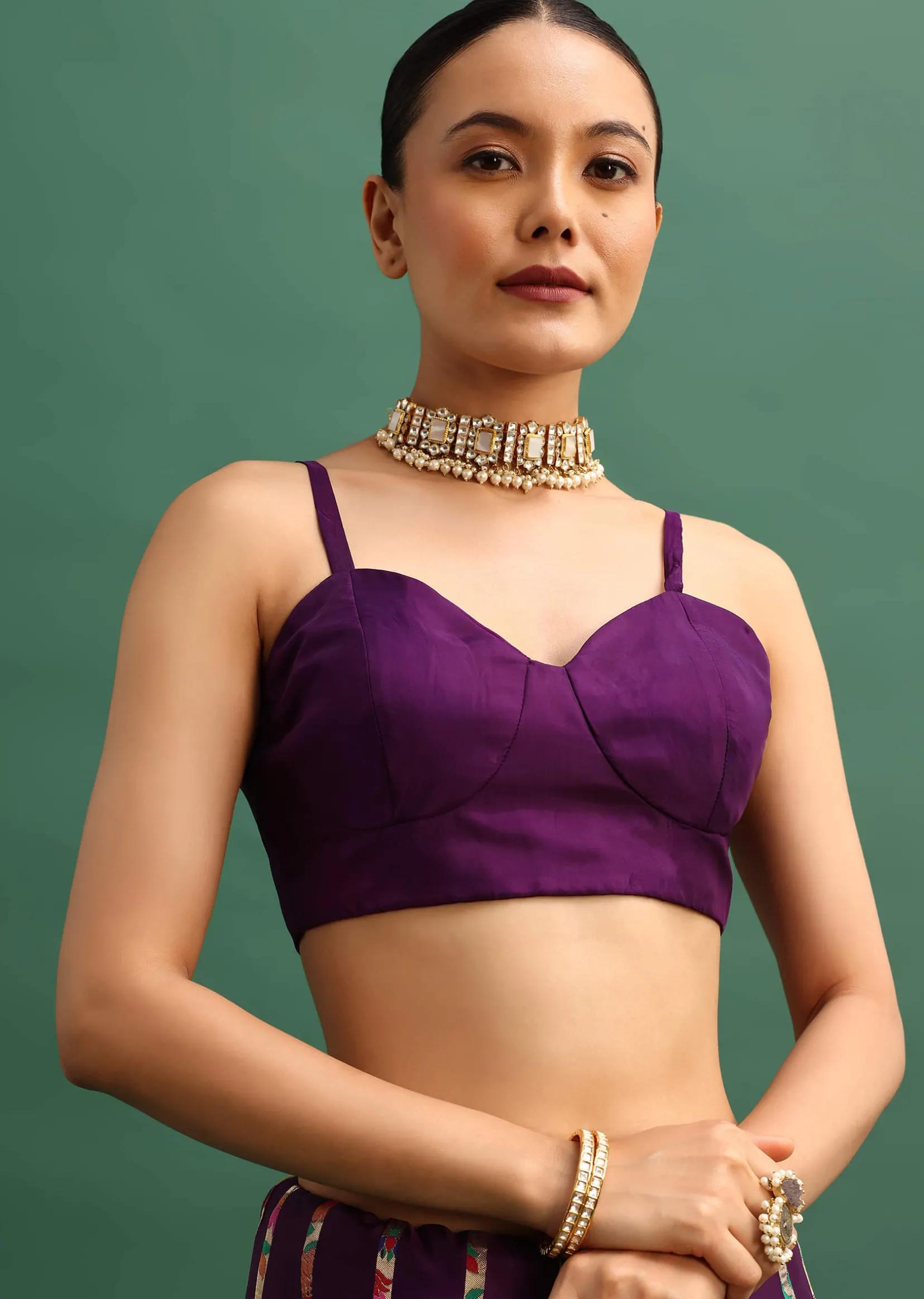 Purple Silk Woven Bandhani Saree With Paithani Border Pallu And Unstitched Blouse