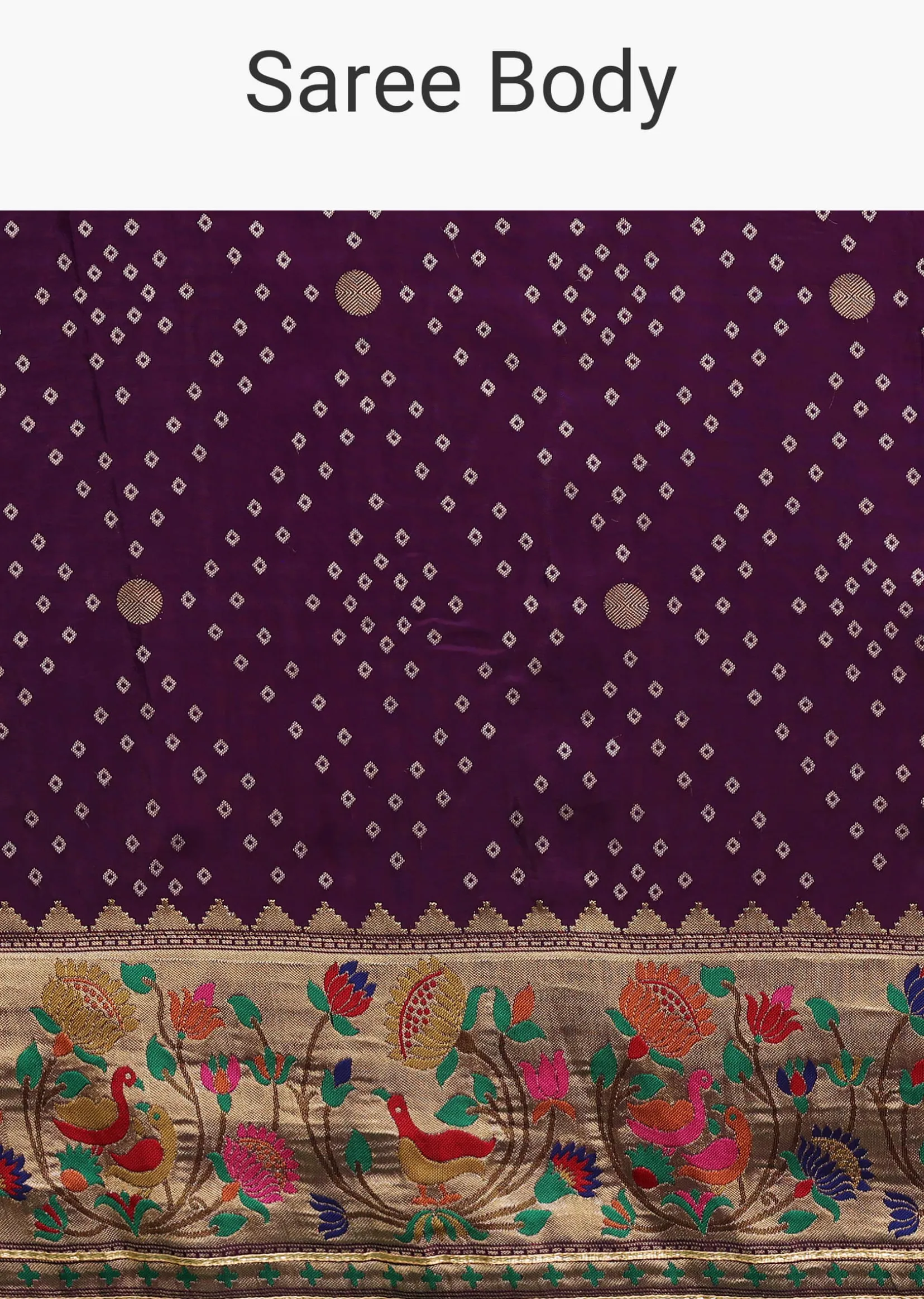 Purple Silk Woven Bandhani Saree With Paithani Border Pallu And Unstitched Blouse