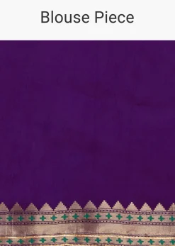 Purple Silk Woven Bandhani Saree With Paithani Border Pallu And Unstitched Blouse