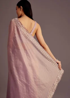 Purple Tissue Saree With Cutdana And Stone Embroidery