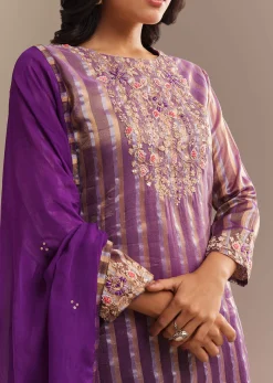 Purple Tissue Zardosi Embroidered Palazzo Set