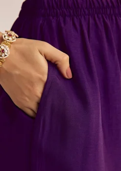 Purple Zardosi Work Dola Silk Kurta With Organza Dupatta
