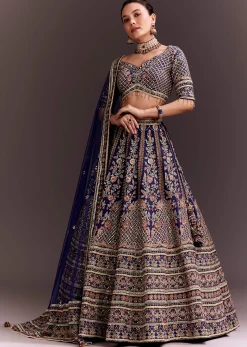 Purple Zari Embroidered Lehenga Set