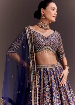 Purple Zari Embroidered Lehenga Set