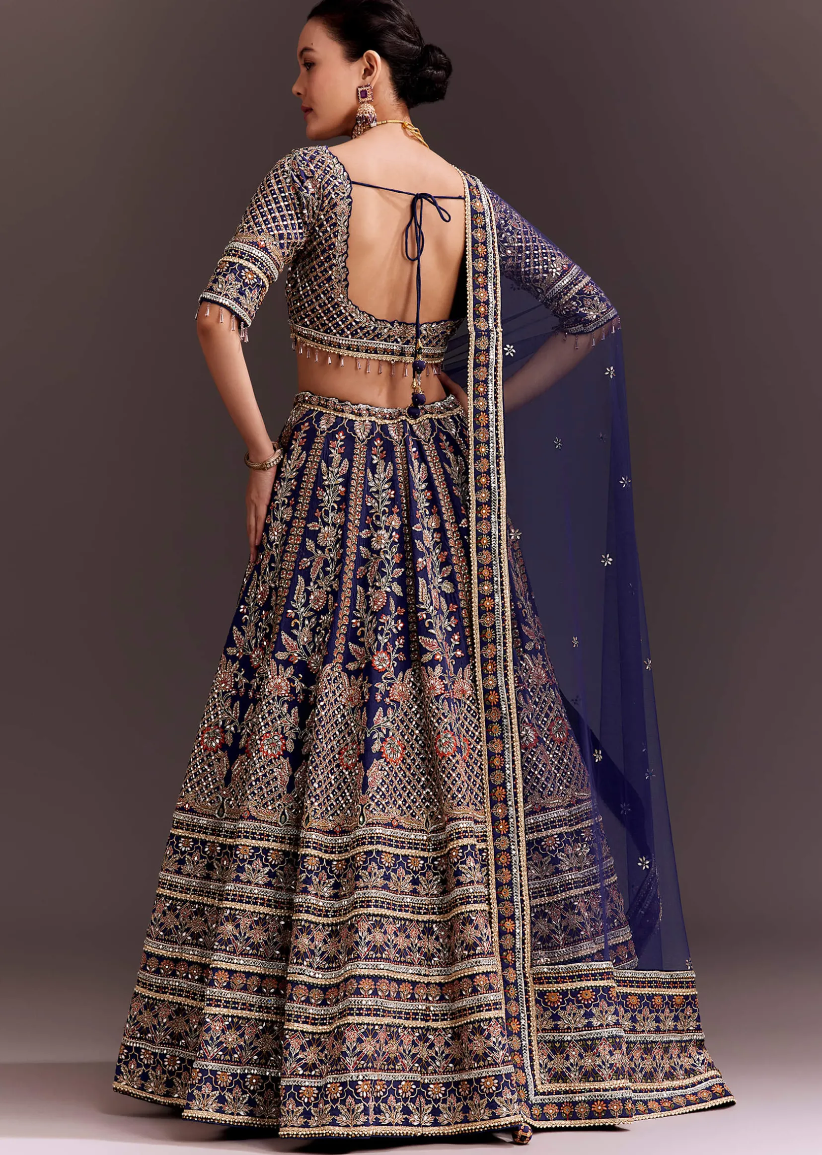 Purple Zari Embroidered Lehenga Set