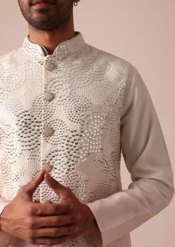 Radiant Ombre Pink Silk Jacket Kurta Set For Men