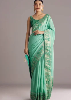 Rama Green Dola Silk Saree