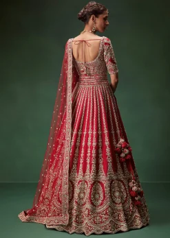 Rani Bridal Lehenga With Resham Work Dupattas
