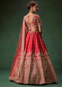 Rani Bridal Lehenga With Zardozi And Thread Embroidery