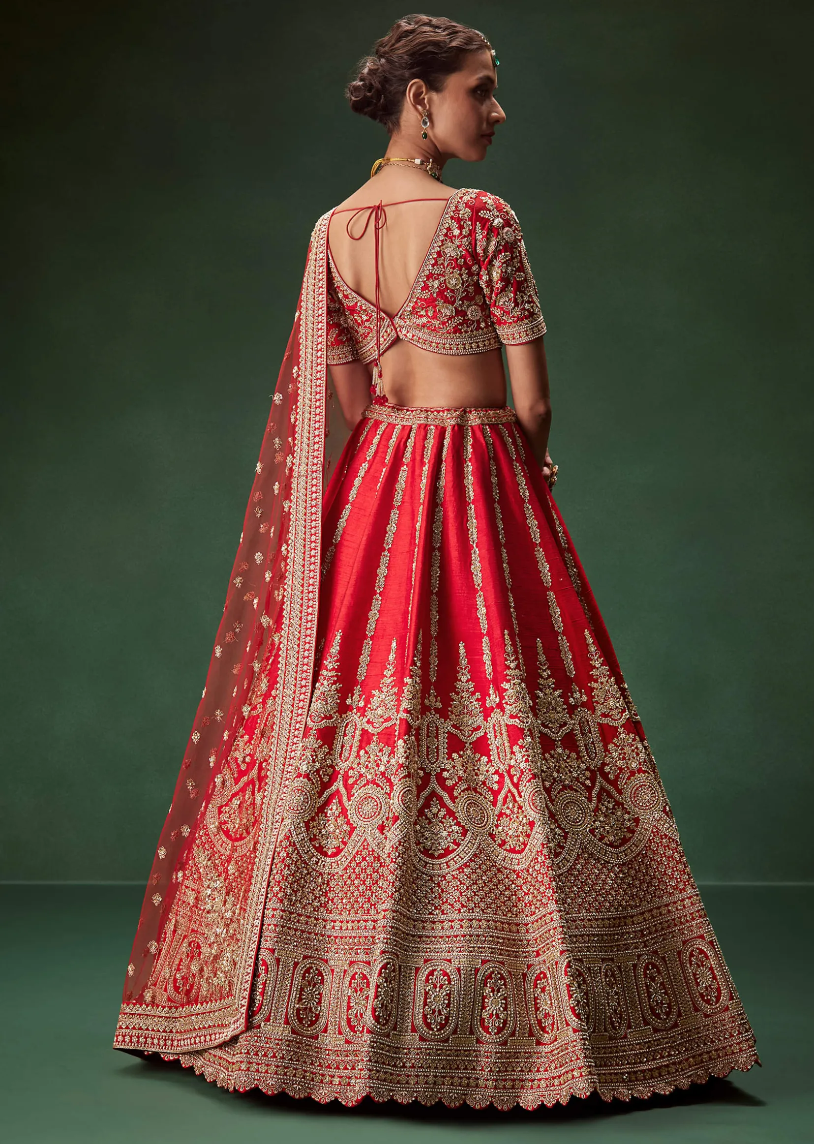 Rani Bridal Lehenga With Zardozi And Thread Embroidery
