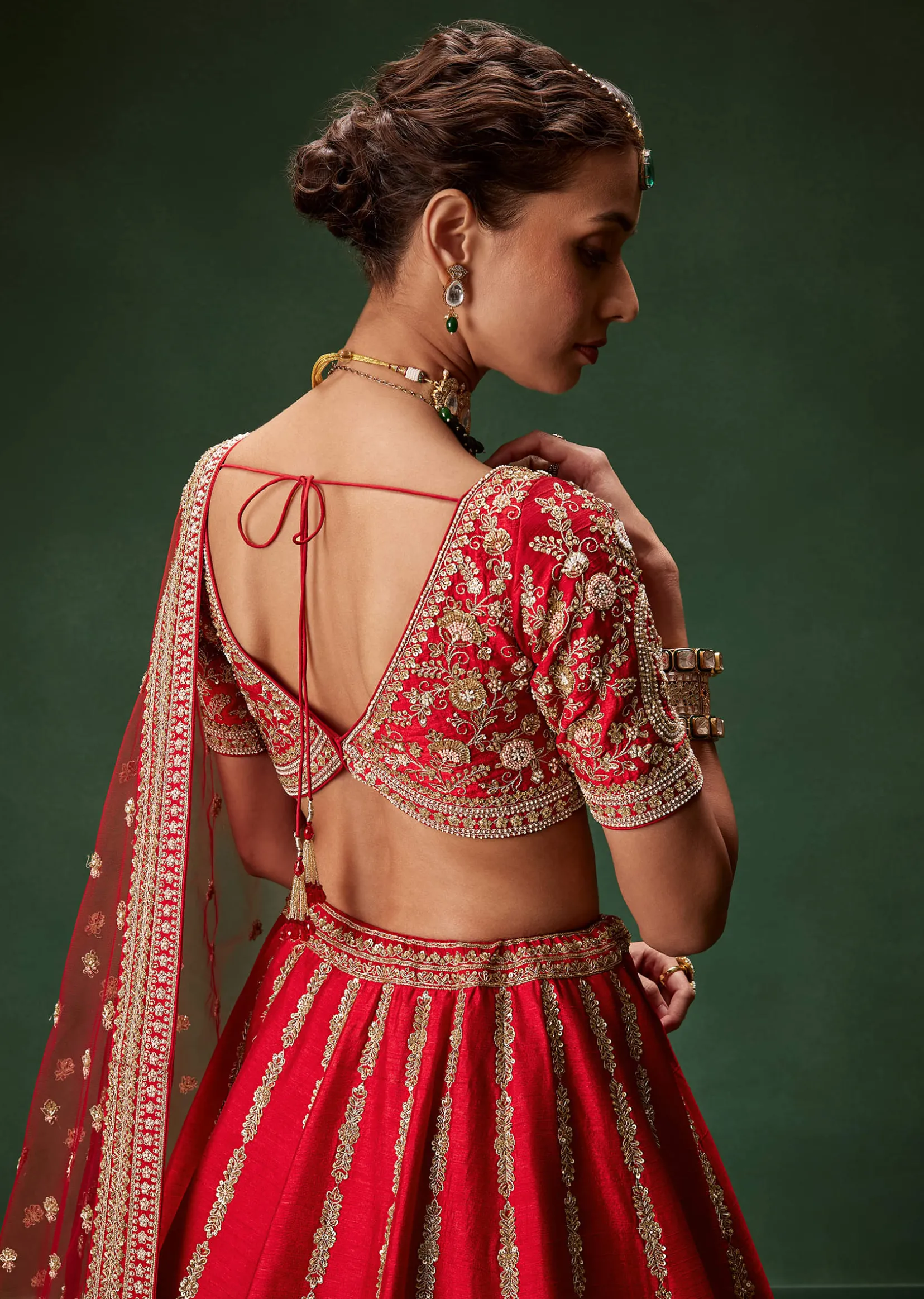 Rani Bridal Lehenga With Zardozi And Thread Embroidery