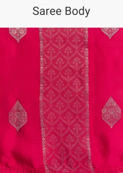 Rani Pink Dola Silk Saree With Gota Patti Woven Motif