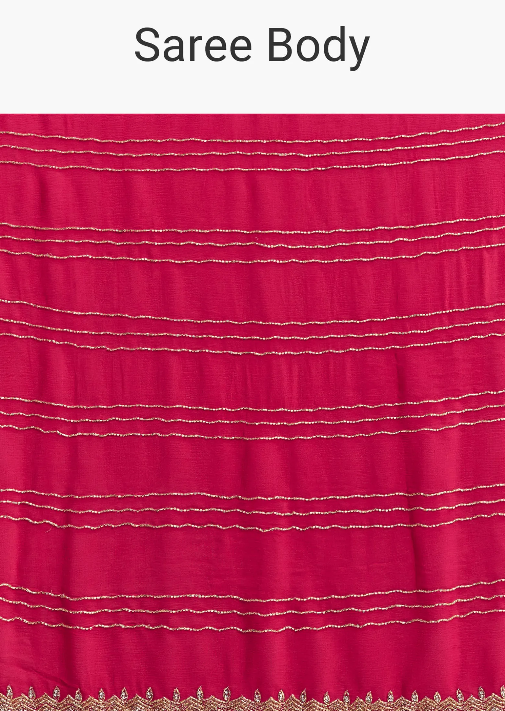 Rani Pink Embroidered Chinon Saree With Cut Dana