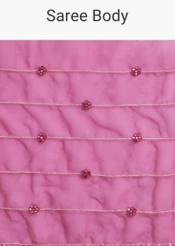 Rani Pink Organza Saree With Cutdana Embroidery