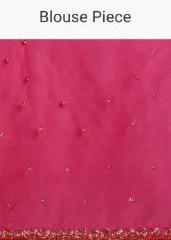 Rani Pink Organza Saree With Overall Cutdana Work