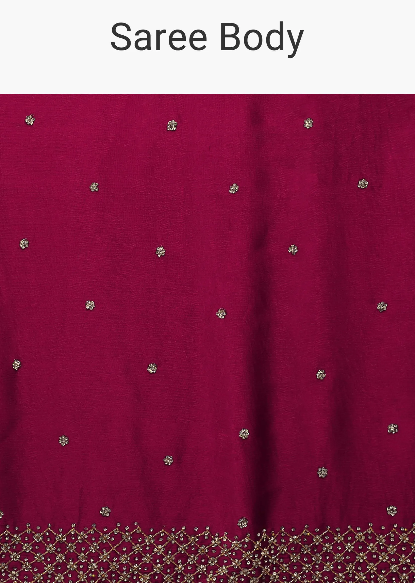 Rani Pink Saree In Chiffon With Cut Dana And Stones Embroidery