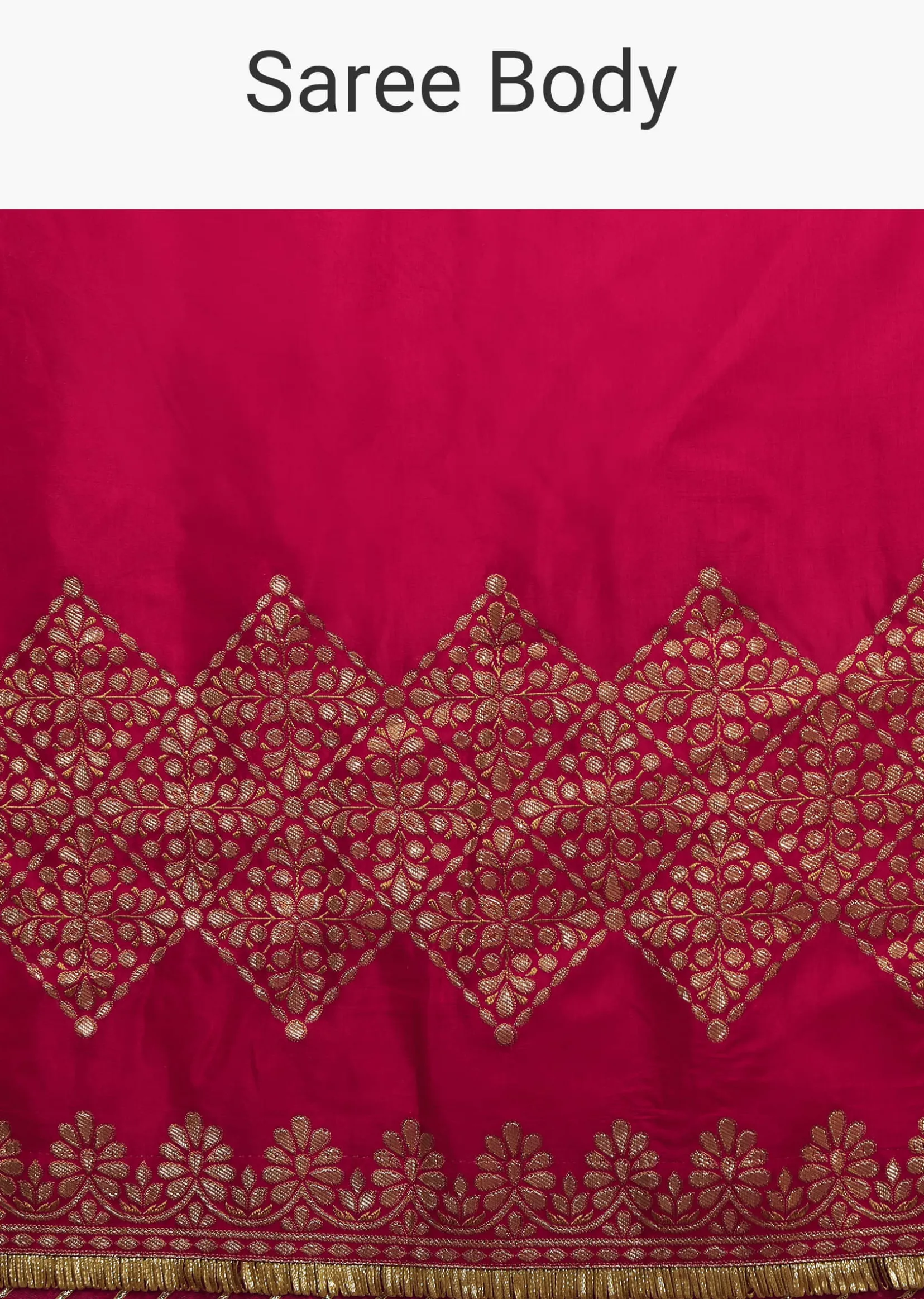 Rani Pink Saree In Silk With Woven Stripes Floral Motifs On The Border