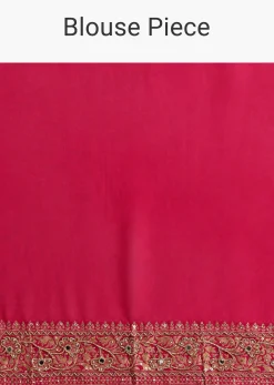 Rani Pink Saree With Bandhani Jaal And Cutdana Work