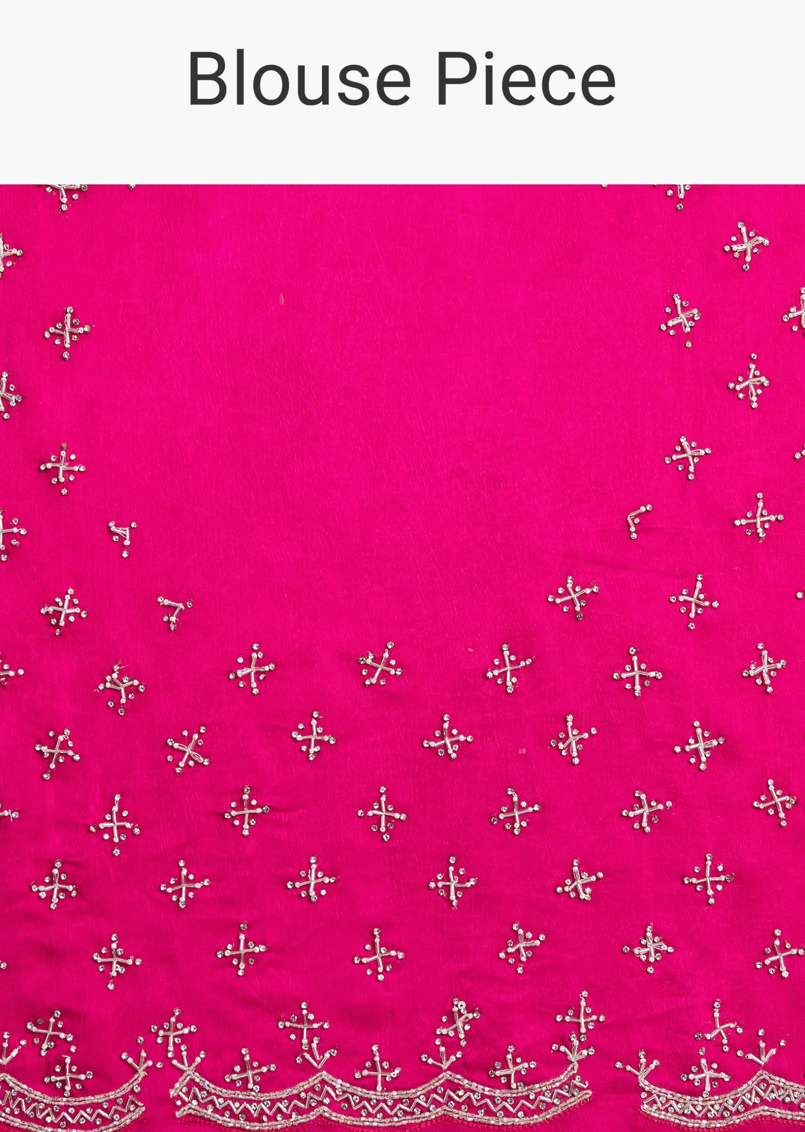 Rani Pink Satin Chinon Saree With Scallop Border And Unstitched Blouse Piece