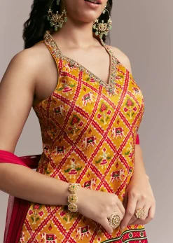Red Yellow Patola Palazzo Set