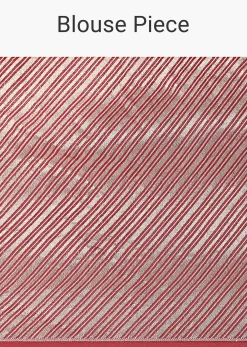 Red And Silver Striped Chanderi Tissue Saree With Pipe Finish Stitched Blouse
