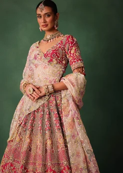 Red Bridal Hand Work Lehenga With Blouse And Dupatta