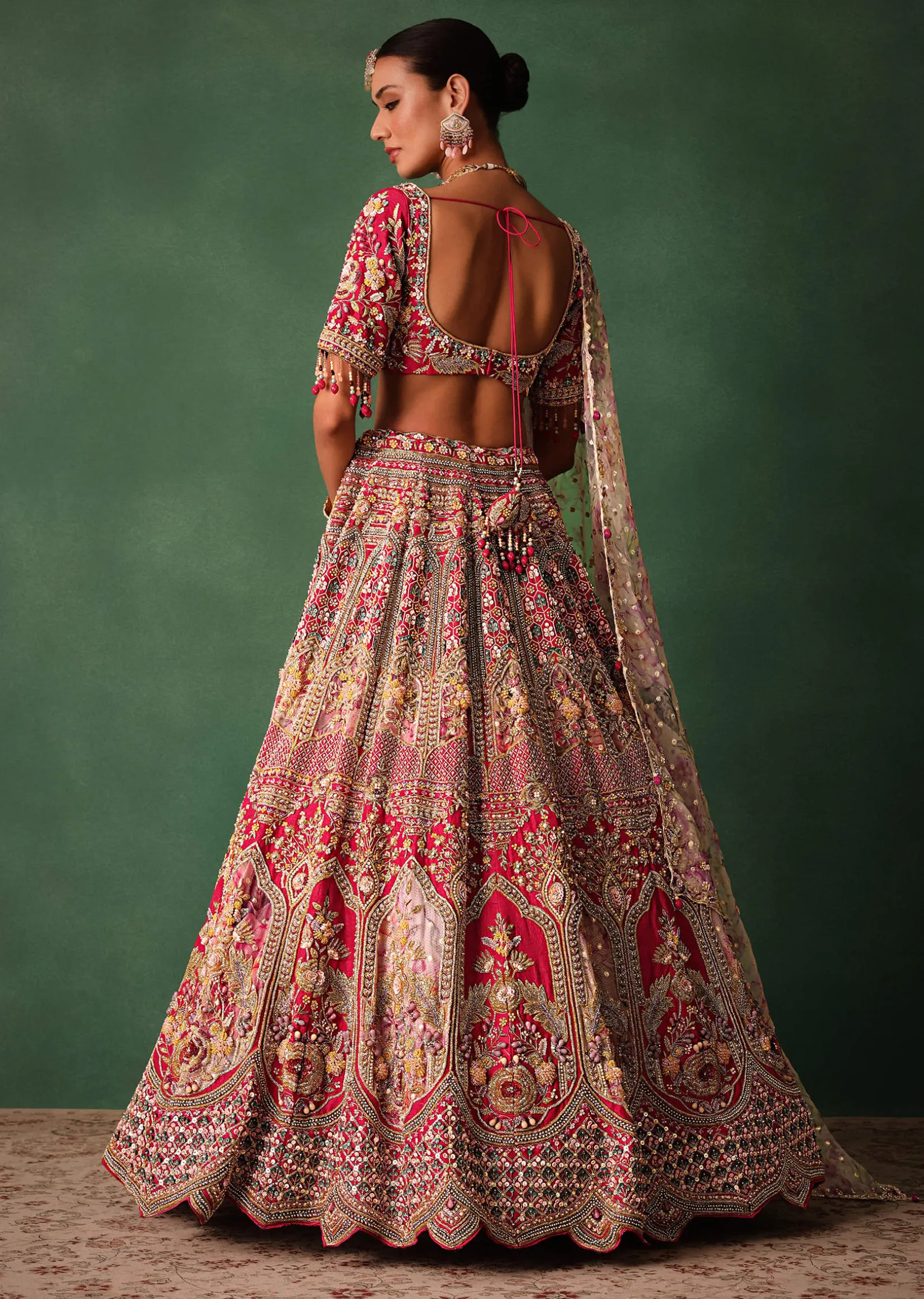 Red Bridal Hand Work Lehenga With Blouse And Dupatta