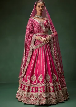 Red Bridal Lehenga Set With Heavy Zari Embroidery And Dual Dupattas