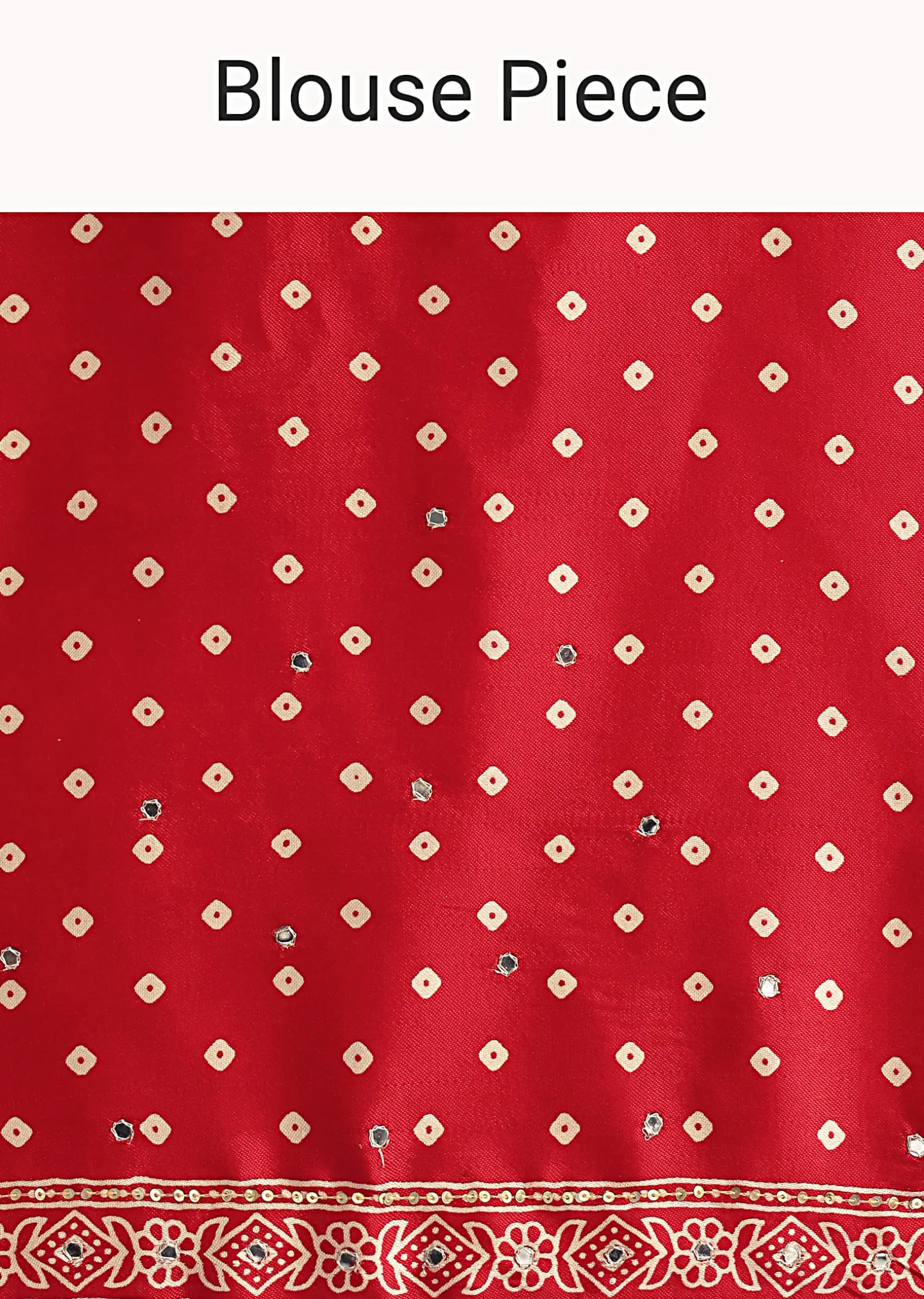 Red Chevron Printed Satin Saree