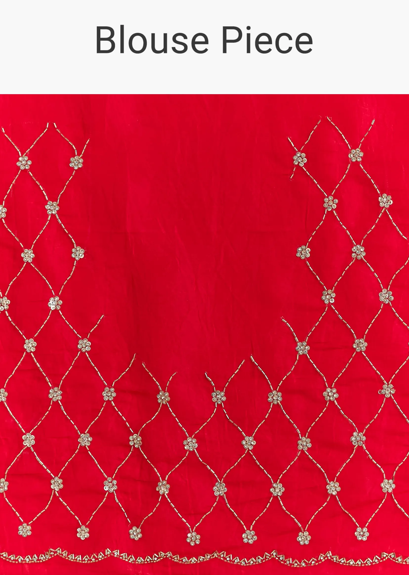 Red Crushed Tissue Embroidered Saree With Cutdana And Sequin Work