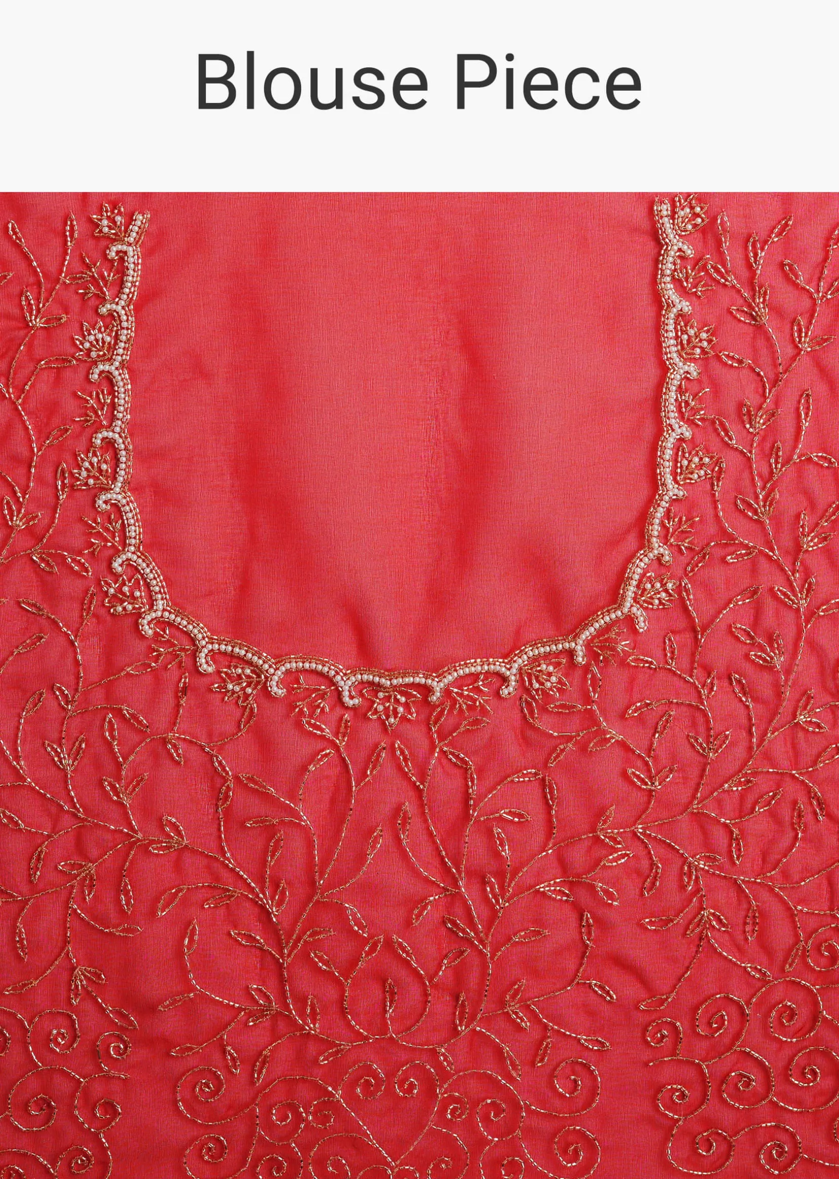 Red Cut Work Organza Saree With Unstitched Blouse