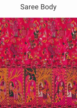 Red Dola Silk Saree With Traditional Weaves