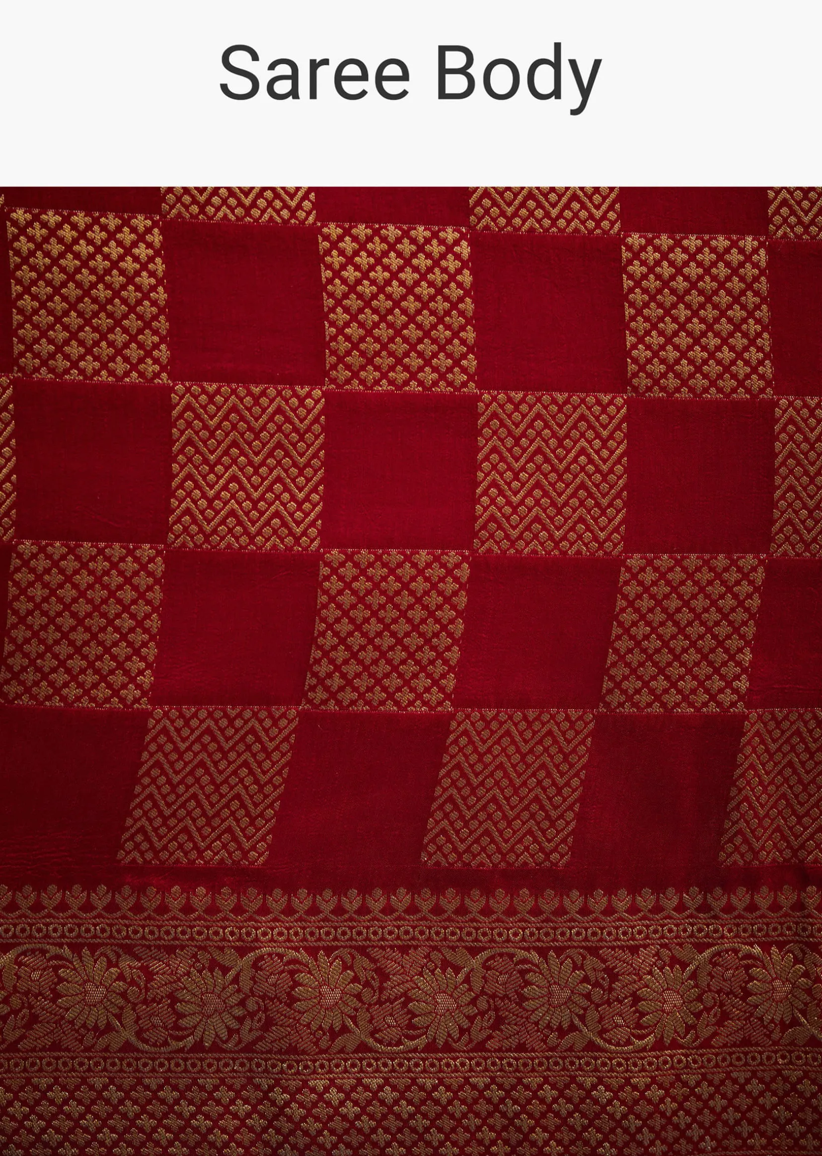 Red Dola Silk Saree With Zari Checkered Design And Woven Border