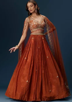 Red Embroidered Bridesmaid Lehenga With Dupatta