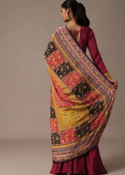Red Embroidered Kurta Palazzo Set With Mirror Work Dupatta