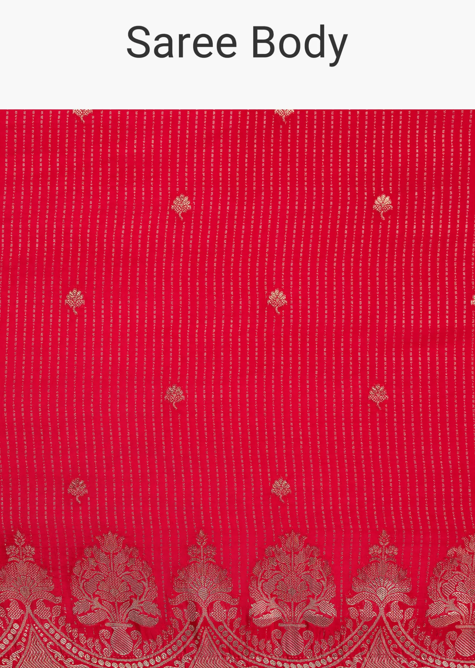 Red Georgette Lurex Saree With Brocade Butti And Gota Patti Border