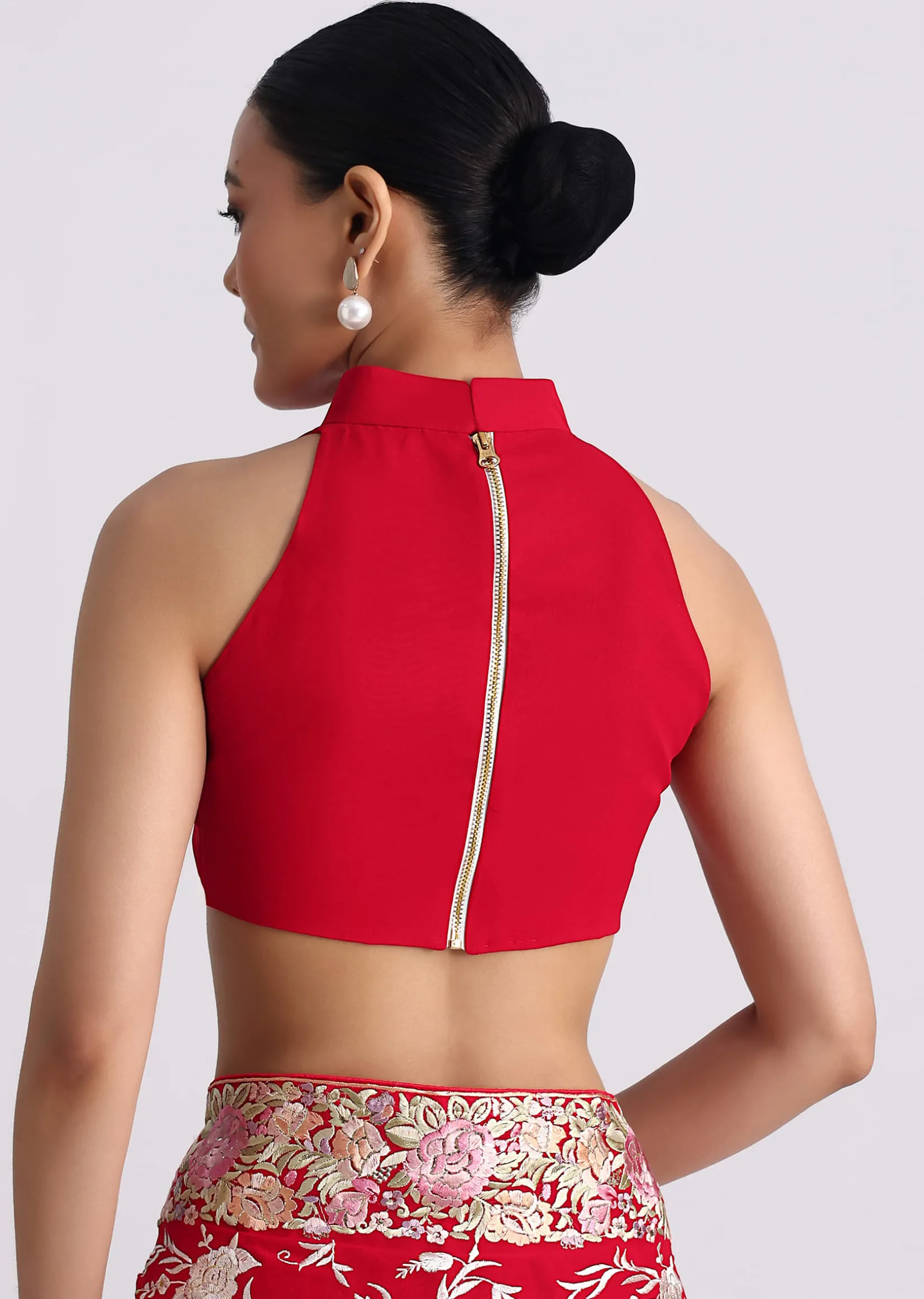 Red Georgette Saree with Parsi Gara Work