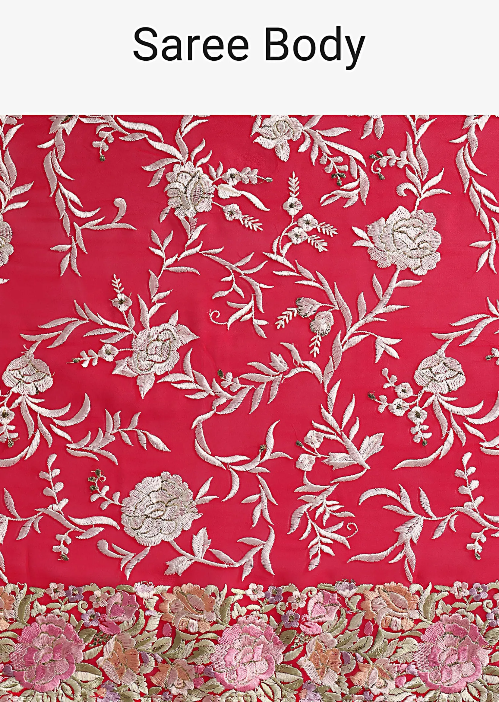 Red Georgette Saree with Parsi Gara Work