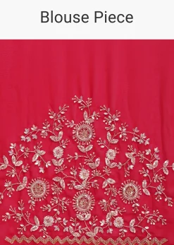 Red Georgette Saree With Cutdana Embroidery